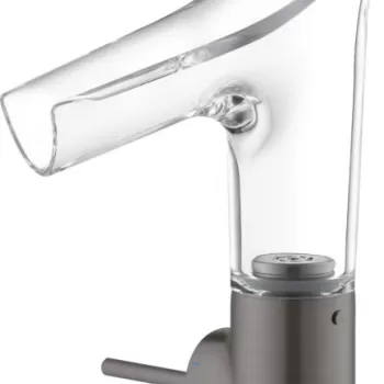 Baterie lavoar baie antracit periat sticla transparenta cu ventil inclus Hansgrohe Axor Starck V 140 imagine