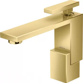 Baterie lavoar baie auriu lucios cu ventil click-clack, Hansgrohe Axor Edge 130 imagine