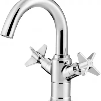 Baterie lavoar baie crom lucios, dubla comanda, Deante Temisto imagine