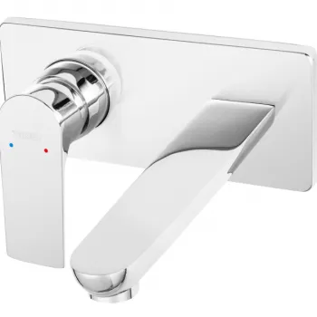Baterie lavoar baie incastrata crom lucios, pipa 180 mm, Ferro Algeo Square imagine