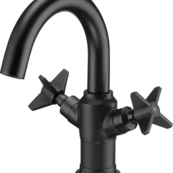 Baterie lavoar baie negru mat, dubla comanda, Deante Temisto imagine