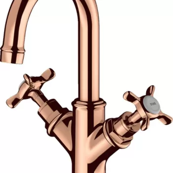 Baterie lavoar baie red gold lucios, dubla comanda, ventil pop-up, Hansgrohe Axor Montreux 160 imagine