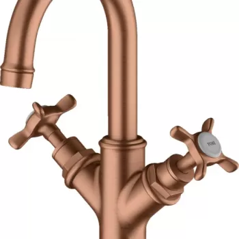 Baterie lavoar baie red gold periat, dubla comanda, ventil pop-up, Hansgrohe Axor Montreux 160 imagine