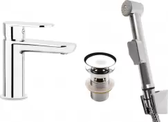 Baterie lavoar crom Deante cu para dus bideu si ventil inclus, Alpinia imagine