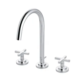 Baterie lavoar cu 3 orificii Kludi Nova Fonte, ventil inclus, manere cruce, crom lucios imagine