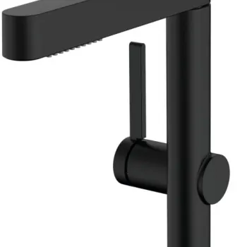 Baterie lavoar cu pipa extractibila si ventil inclus, negru mat, Hansgrohe Finoris 230 imagine