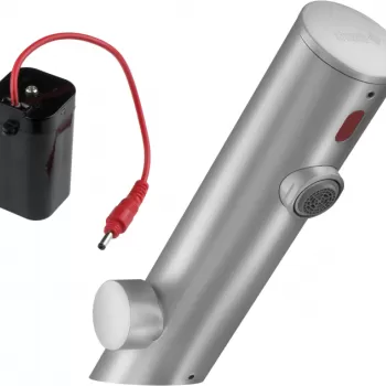 Baterie lavoar cu senzor, culoare otel slefuit, 4 baterii AA, control temperatura, Deante Sense imagine