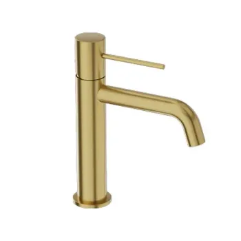 Baterie lavoar din alama sanitara, auriu periat, pipa fixa 13,3 cm, LaVita Verdi imagine