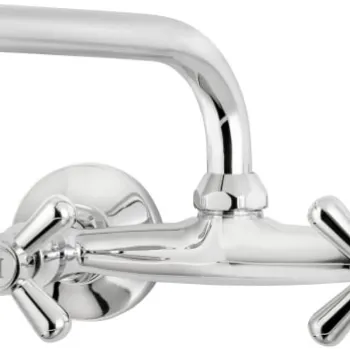 Baterie lavoar dubla comanda Deante Symetrio cu montare pe perete, crom lucios imagine