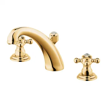 Baterie lavoar dubla comanda Kludi 1926 placata cu aur, pipa 150 mm imagine