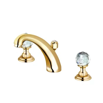 Baterie lavoar dubla comanda Kludi 1926 placata cu aur si manere cristal Swarovski, pipa 150 mm imagine