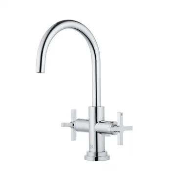 Baterie lavoar dubla comanda Kludi Nova Fonte, ventil inclus, manere cruce, crom lucios imagine