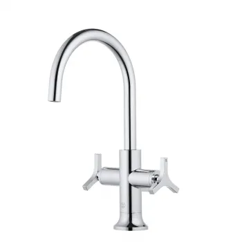 Baterie lavoar dubla comanda Kludi Nova Fonte, ventil inclus, manere stea, crom lucios imagine