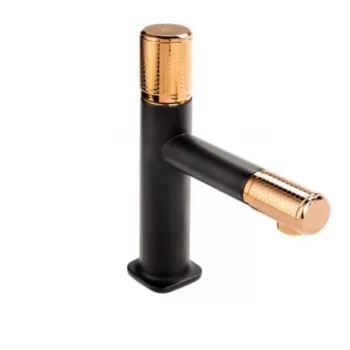 Baterie lavoar FDesign Ardesia, negru mat rose gold lucios imagine