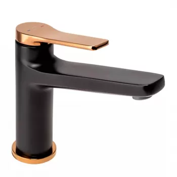 Baterie lavoar FDesign Seppia, negru mat rose gold lucios imagine