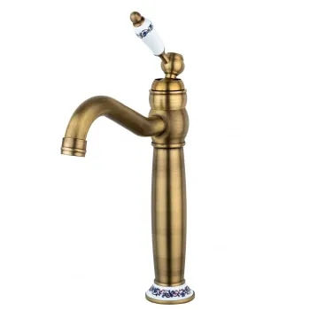 Baterie lavoar inalta bronz antichizat, cu broderie ceramica, monocomanda imagine