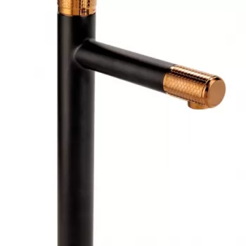 Baterie lavoar inalta FDesign Ardesia, negru mat rose gold lucios imagine