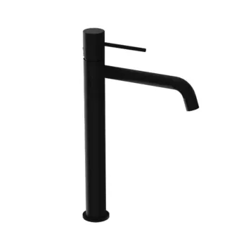 Baterie lavoar inalta pe blat, din alama sanitara, negru mat, pipa fixa 17,3 cm, LaVita Verdi imagine
