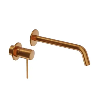 Baterie lavoar incastrata din alama sanitara, cupru periat, pipa 20.3 cm, LaVita Verdi imagine