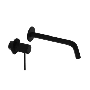 Baterie lavoar incastrata din alama sanitara, negru mat, pipa fixa, 20,3 cm, LaVita Verdi imagine