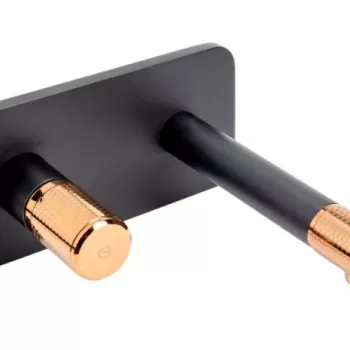 Baterie lavoar incastrata FDesign Ardesia, corp incastrat inclus, negru mat rose gold lucios imagine