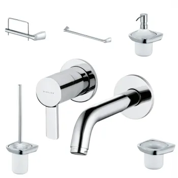 Baterie lavoar incastrata Kludi Zenta si accesorii baie Kludi Amba, crom imagine