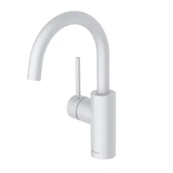 Baterie lavoar Kludi Bozz cu pipa pivotanta, alb mat imagine