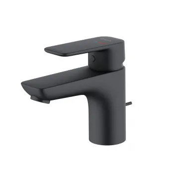 Baterie lavoar Kludi PureStyle 75 cu ventil inclus, negru mat imagine