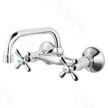 Baterie lavoar montaj pe perete, crom lucios, Ferro Retro imagine