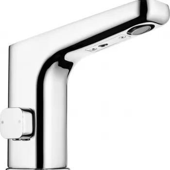 Baterie lavoar negru mat, senzor si control temperatura, 230 6V, Deante Hiacynt imagine