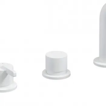 Baterie pentru cada, alb mat, cu 4 orificii, set dus inclus, Deante Silia imagine