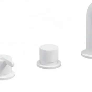 Baterie pentru cada, alb mat, cu 4 orificii, set dus inclus, Deante Silia imagine