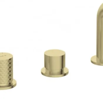Baterie pentru cada, auriu periat, cu 4 orificii, set dus inclus, Deante Silia Hexa imagine