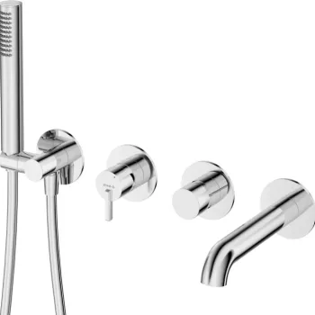Baterie pentru cada, crom, cu set dus inclus, montaj ingropat, Deante Silia imagine