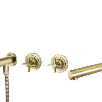 Baterie pentru cada, montaj ingropat, cu set de dus, alama, Deante Temisto imagine