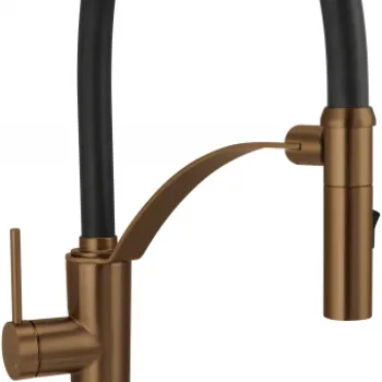 Baterie pentru chiuveta bucatarie, bronz, cap mixer, pipa flexibila, 2 tipuri de jet, Deante Corda imagine