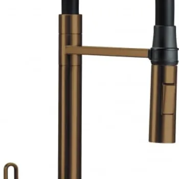 Baterie pentru chiuveta bucatarie, bronz, cap mixer, pipa flexibila, 2 tipuri de jet, Deante Magnetic imagine