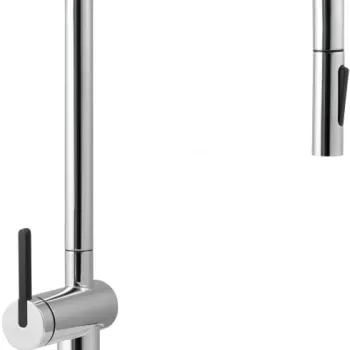 Baterie pentru chiuveta bucatarie, crom, cap mixer, 2 tipuri de jet, dus extractabil, Deante Momi imagine