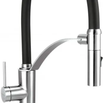 Baterie pentru chiuveta bucatarie, crom, cap mixer, pipa flexibila, 2 tipuri de jet, Deante Corda imagine