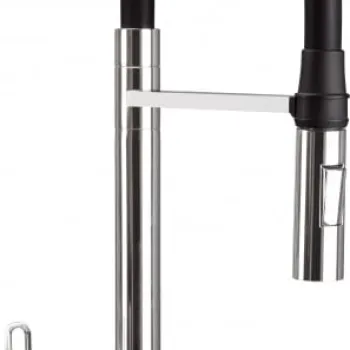 Baterie pentru chiuveta bucatarie, crom, cap mixer, pipa flexibila, 2 tipuri de jet, Deante Magnetic imagine