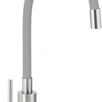 Baterie pentru chiuveta bucatarie, gri, cap mixer, pipa flexibila, Deante Luno imagine