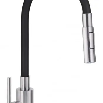 Baterie pentru chiuveta bucatarie, negru, cap mixer, pipa flexibila, 2 tipuri de jet, Deante Luno imagine