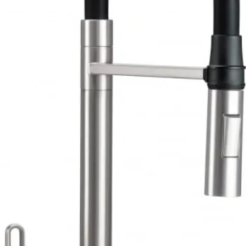 Baterie pentru chiuveta bucatarie, otel, cap mixer, pipa flexibila, 2 tipuri de jet, Deante Magnetic imagine