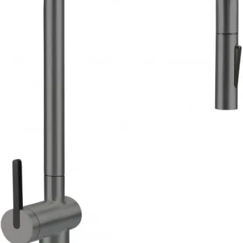 Baterie pentru chiuveta bucatarie, titan, cap mixer, 2 tipuri de jet, dus extractabil, Deante Momi imagine