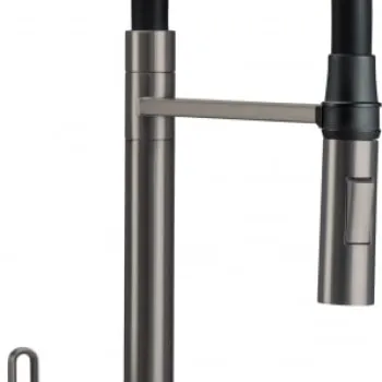 Baterie pentru chiuveta bucatarie, titan, cap mixer, pipa flexibila, 2 tipuri de jet, Deante Magnetic imagine