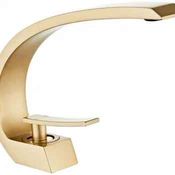 Baterie pentru lavoar baie auriu nichelat, in forma literei C imagine