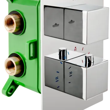 Baterie termostatata incastrata dus cu 2 iesiri, Stabilla 8, cu caseta de montaj BOX, crom imagine