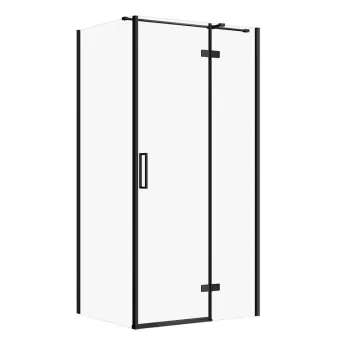 Cabina de dus 80x100x195 cm, sticla securizata 6 mm, negru, Cersanit Jota imagine