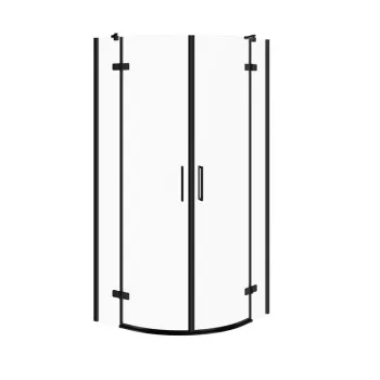Cabina de dus 80x80x195 cm, sticla securizata 6 mm, semirotunda, negru, Cersanit Jota imagine