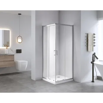 Cabina de dus cu usi culisante crom patrata 90x90 cm Mediterraneo Siri imagine